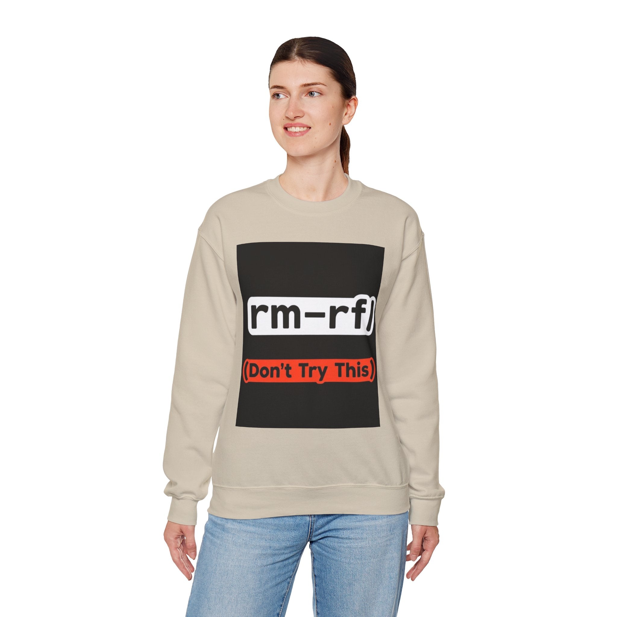 "rm -rf/ (Don't Try This)" — Funny Linux Command Crewneck Sweatshirt
