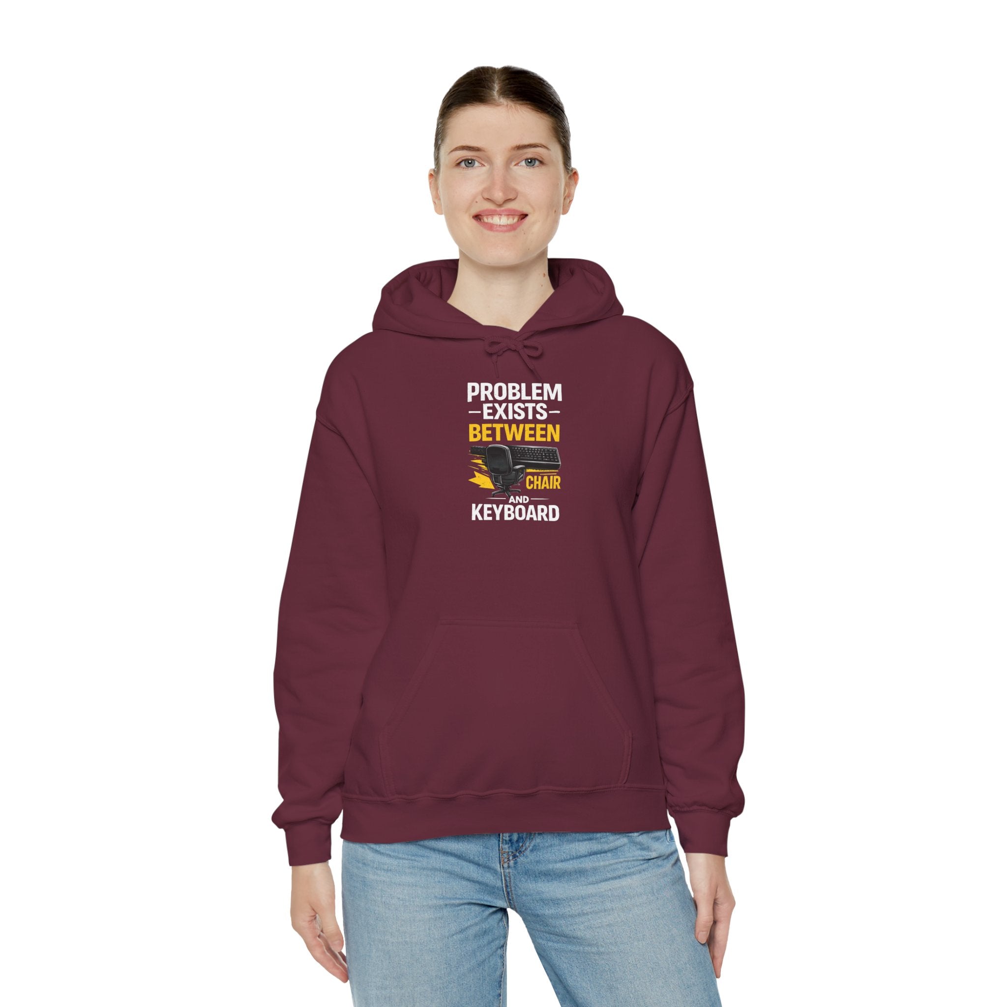"Problem Exists Between Chair and Keyboard" — Funny IT Programmer Hoodie