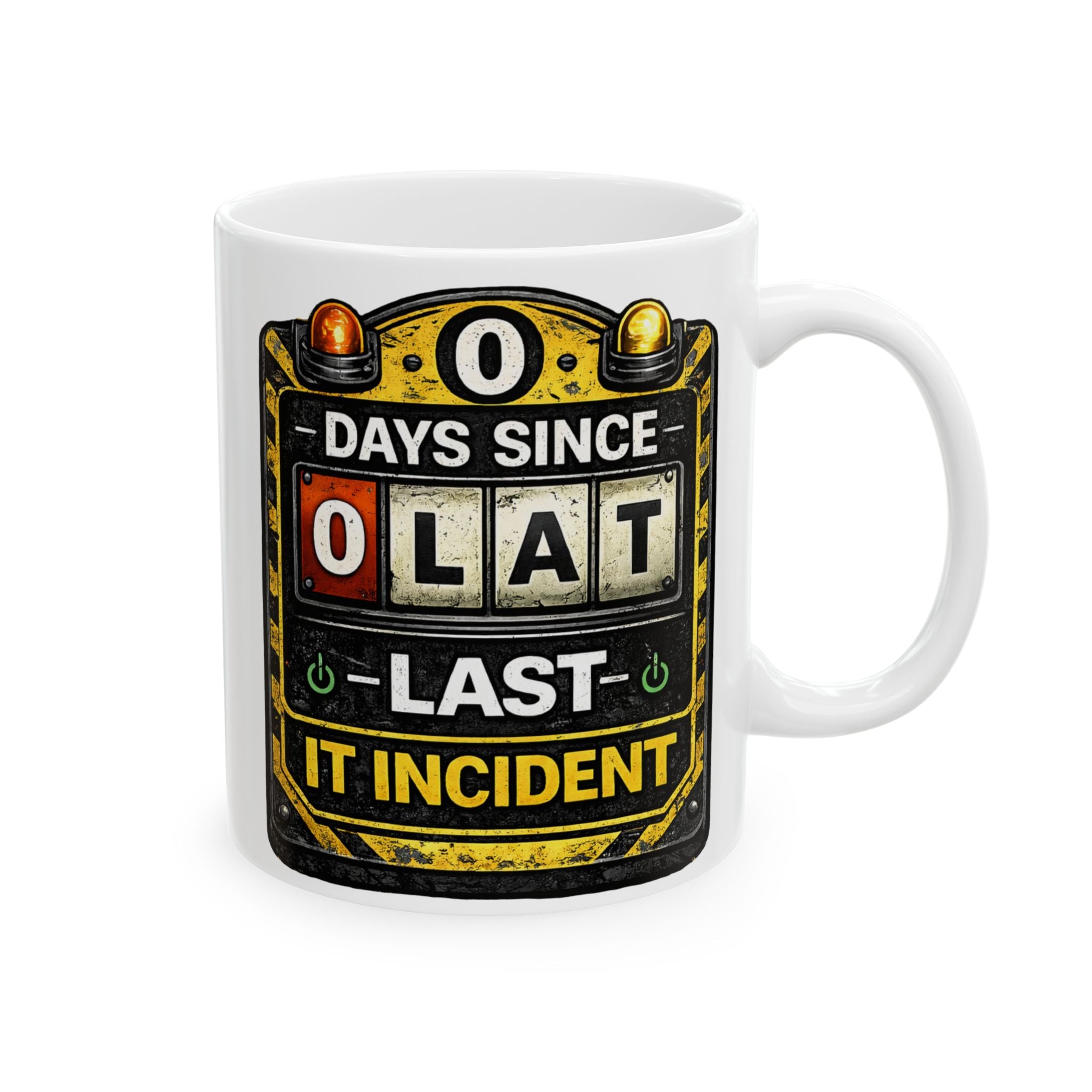 "0 days Since Last IT Incident" IT Humor Ceramic Mug, (11oz, 15oz)