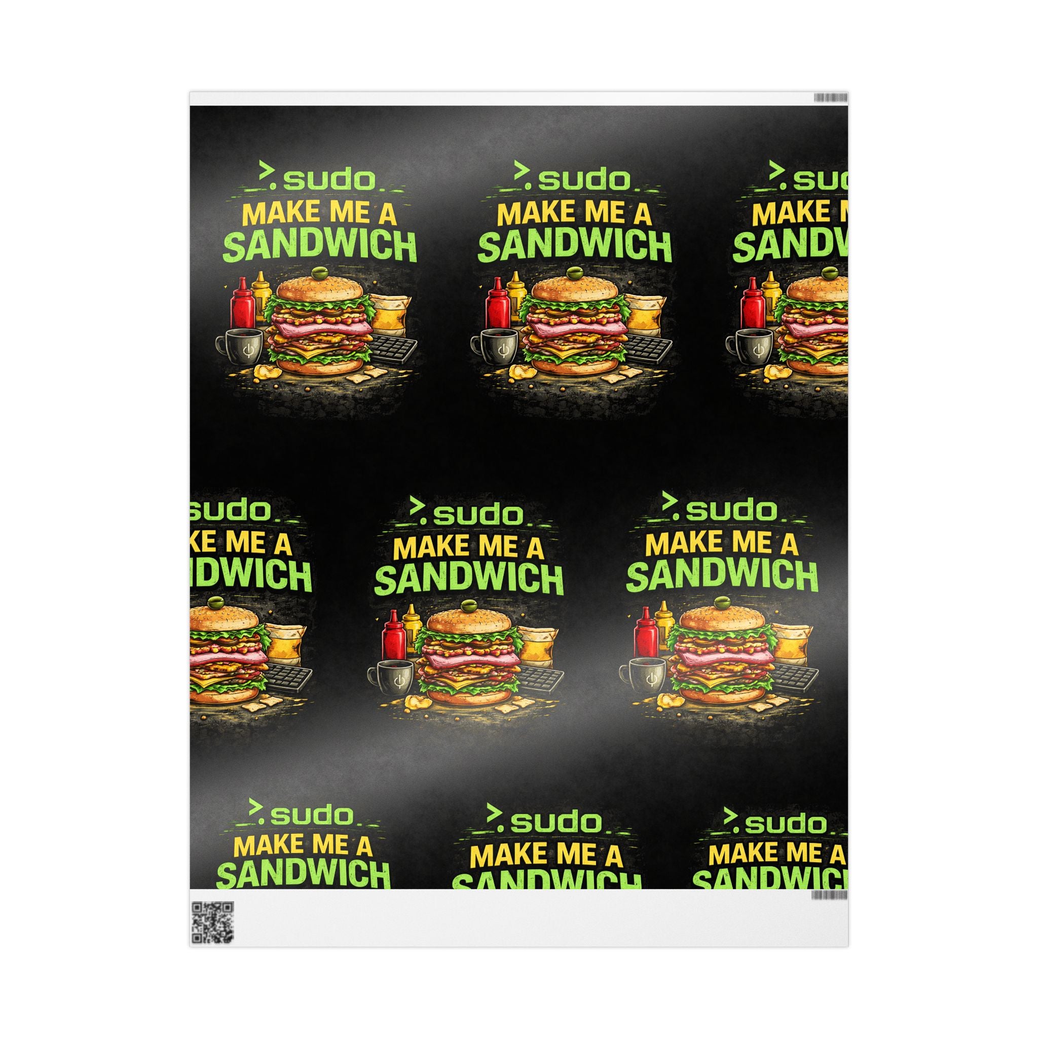 ">.Sudo Make Me ASandwich" Funny IT Wrapping Paper – Funny Tech Gift Wrap