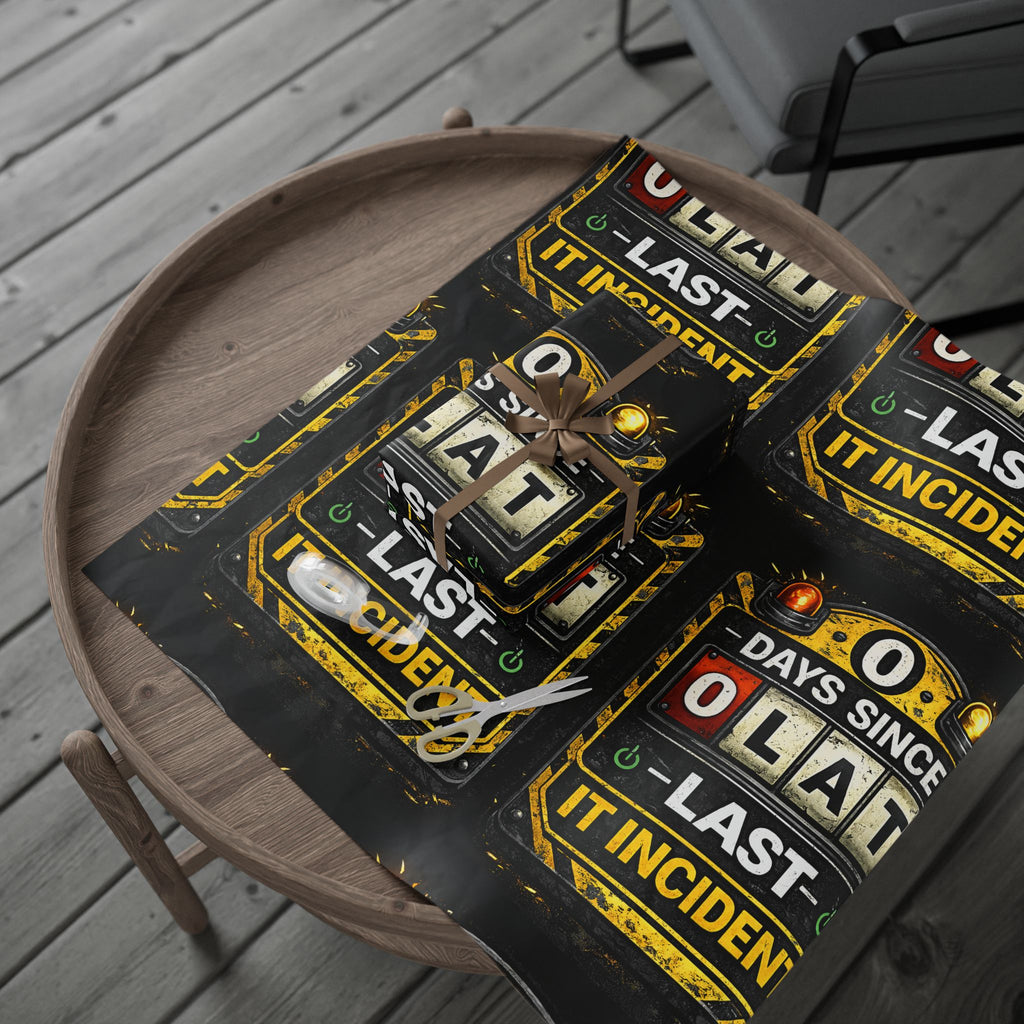 "0 Days Since Last IT Incident" Funny Wrapping Paper – IT Tech Humor Gift Wrap