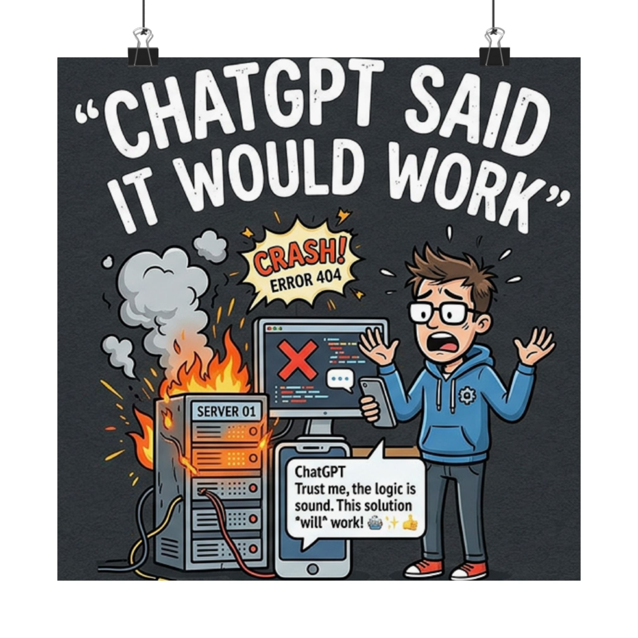 "ChatGPT Said It Would Work" Tech Humor Funny IT Matte Vertical Poster
