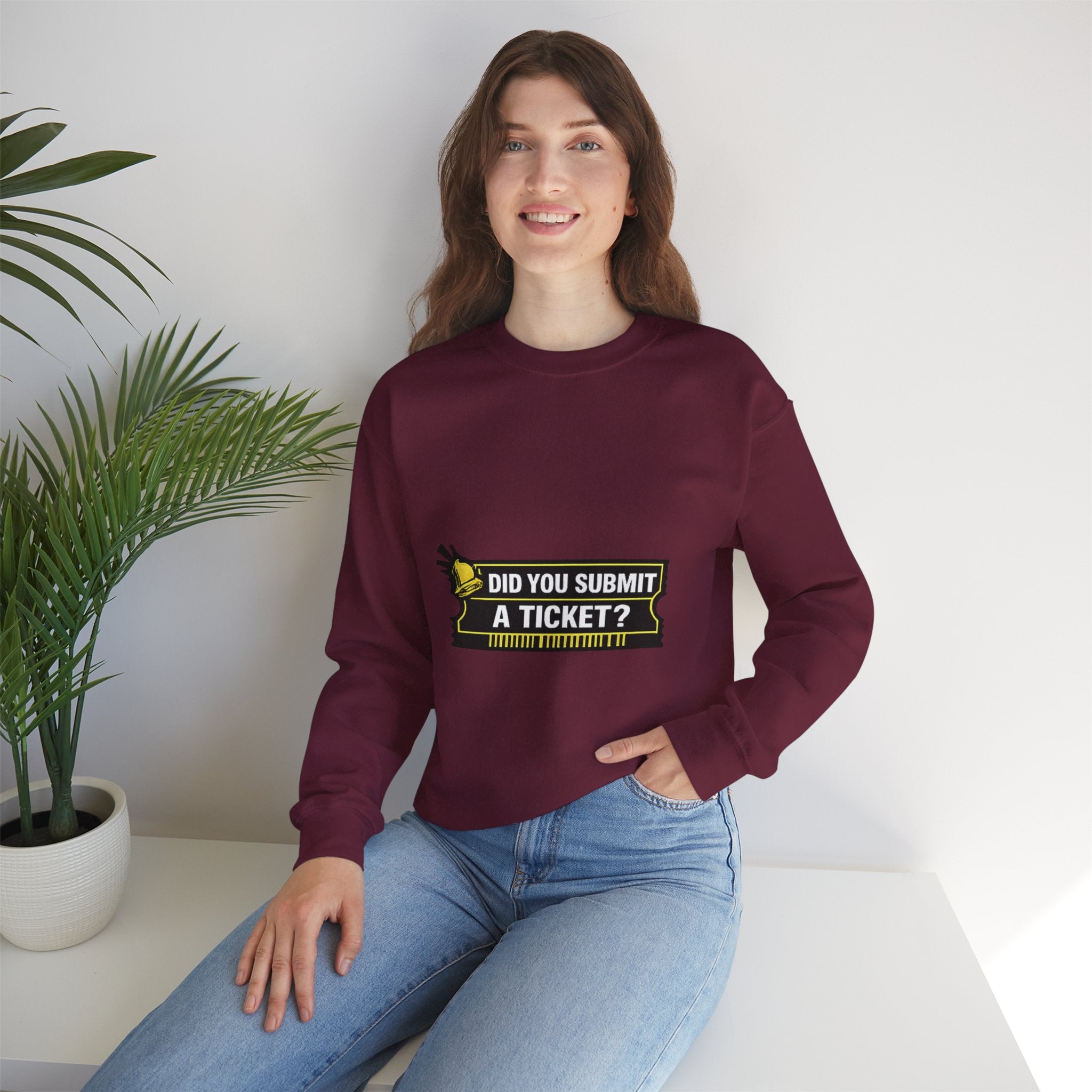 "Did You Submit a Ticket?" IT Support Humor Crewneck Sweatshirt