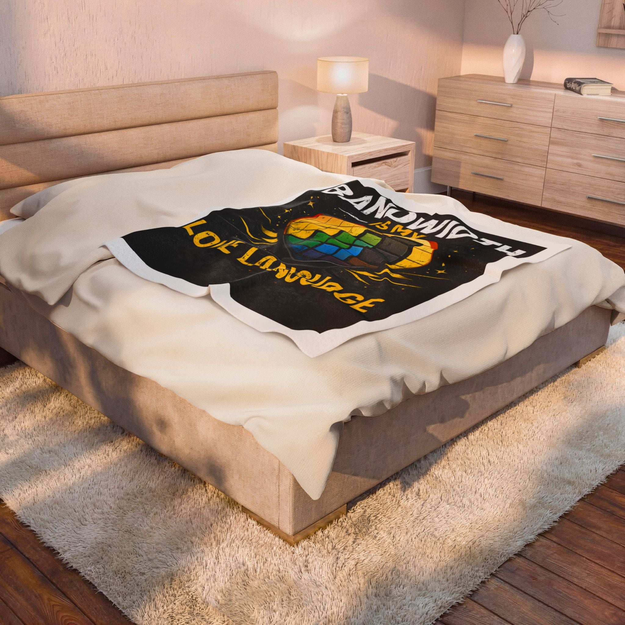"Bandwidth is my Love Language" IT Humor Funny IT Velveteen Plush Blanket