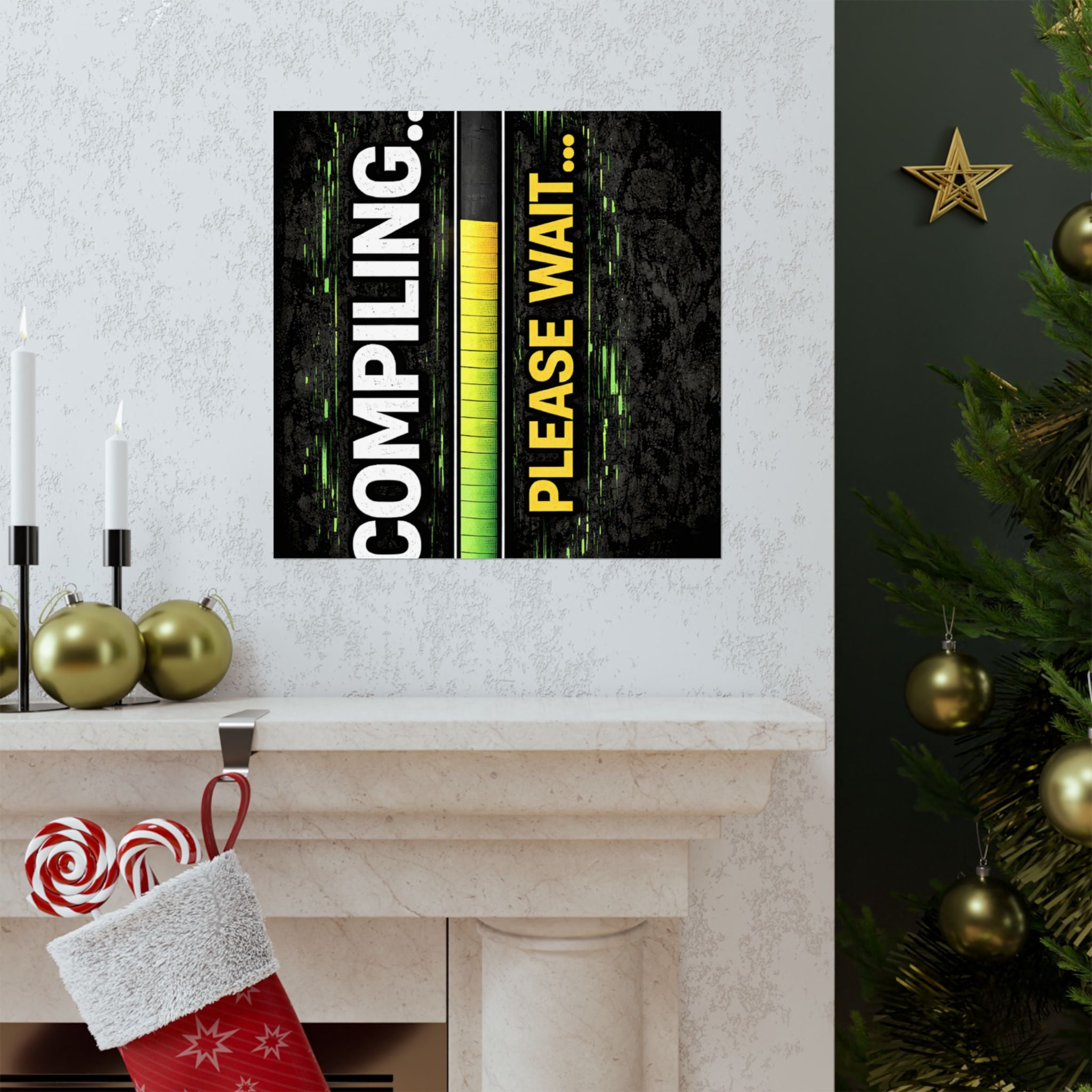 "Compiling... Please Wait" Tech Geek Humor Funny IT Matte Vertical Posters