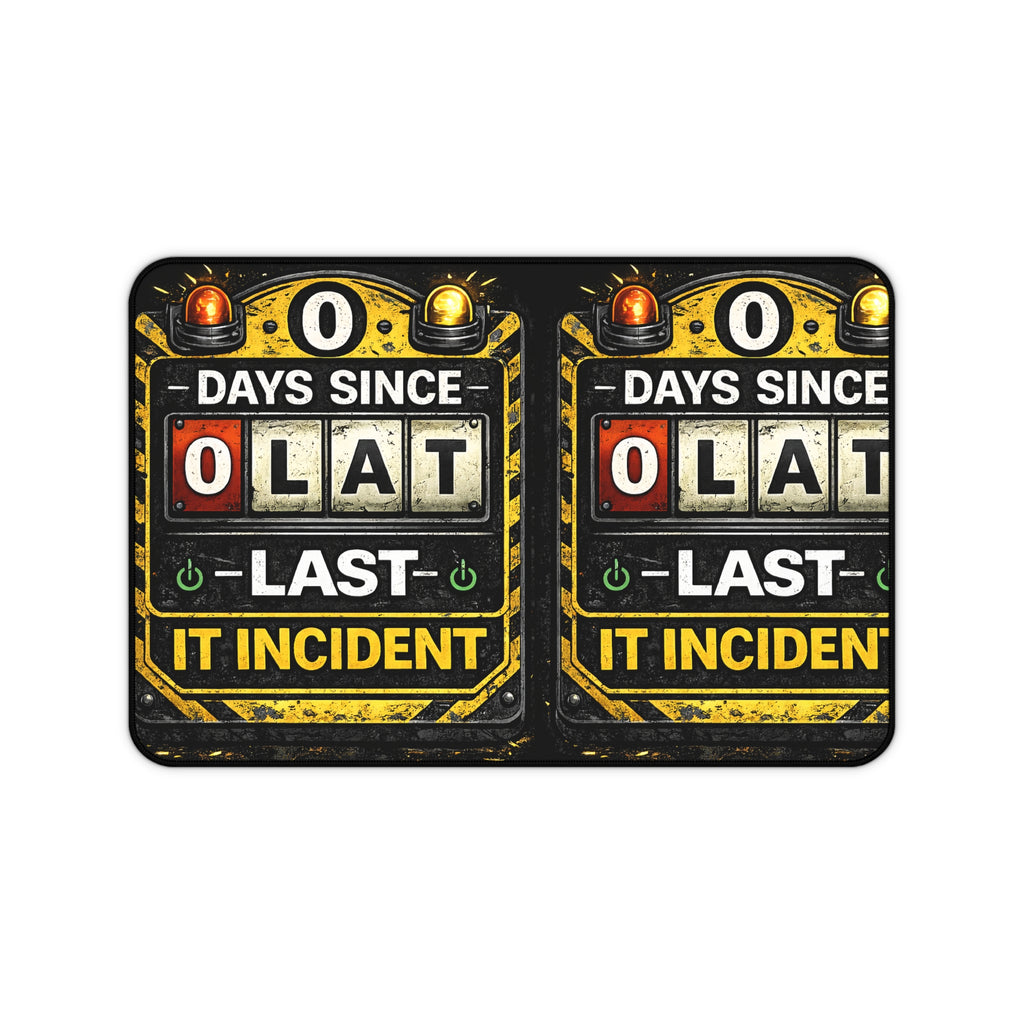 "0 Days Since Last IT Incident" Tech Humor Desk Mat — Funny IT Support Mouse Pad