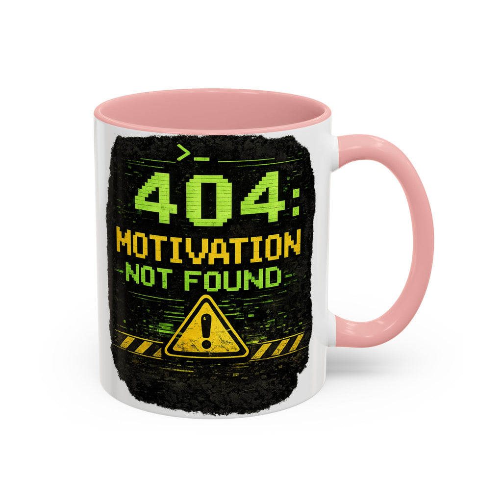 "Error 404 Motivation Not Found" IT Humor Accent Coffee Mug (11, 15oz)