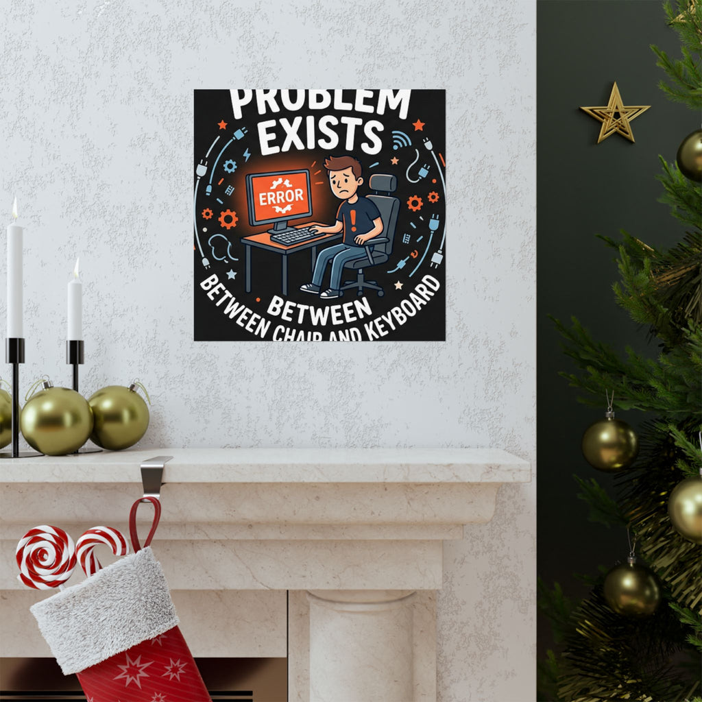 "Problem Exists Between Chair & Keyboard" Tech Humor Funny IT Matte Vertical Posters