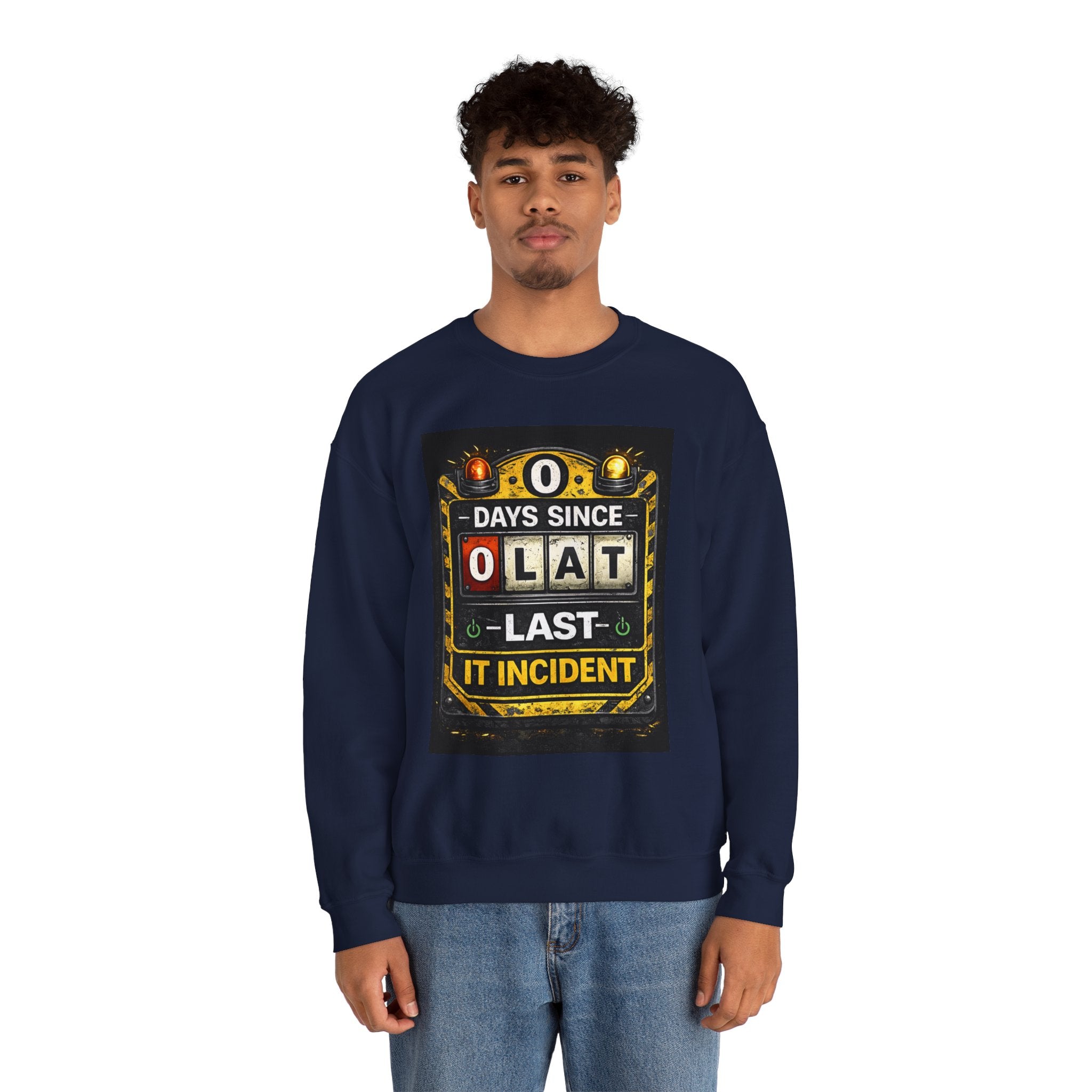 "0 Days Since Last IT Incident" Funny Tech Support Crewneck Sweatshirt
