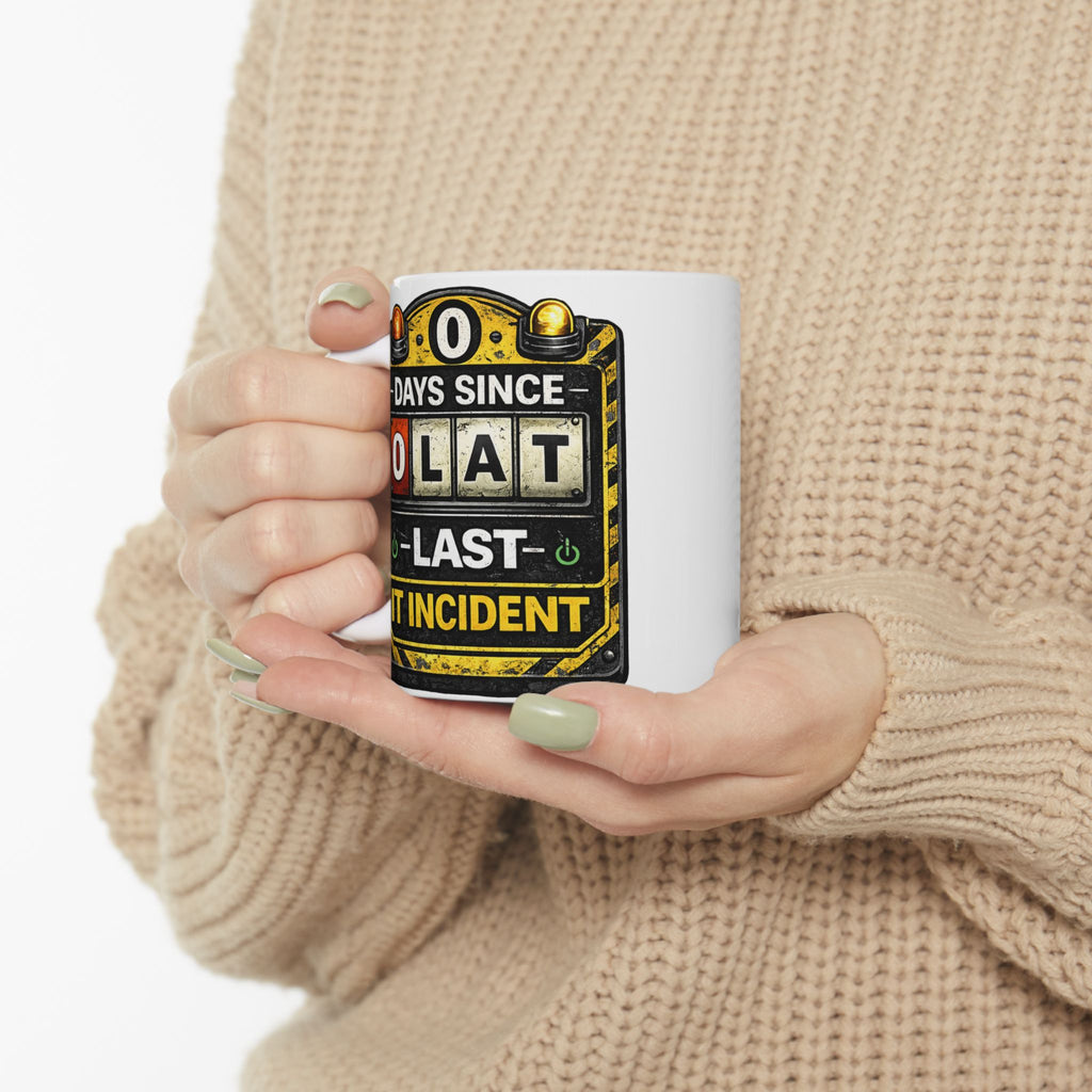 "0 days Since Last IT Incident" IT Humor Ceramic Mug, (11oz, 15oz)