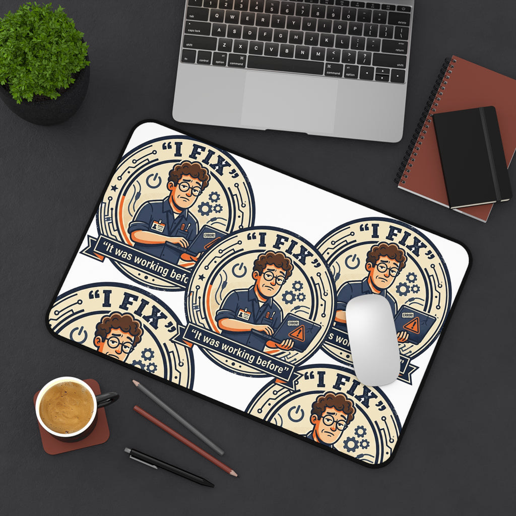 "I Fix: It Was Working Before" Technician Mouse Pad Humor Workstation Mat Funny IT Desk Mat