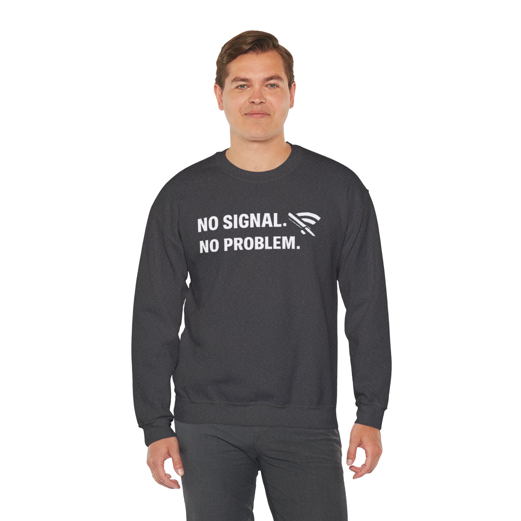"No Signal, No Problem" Unisex Heavy Blend™ Tech Humor Crewneck Sweatshirt