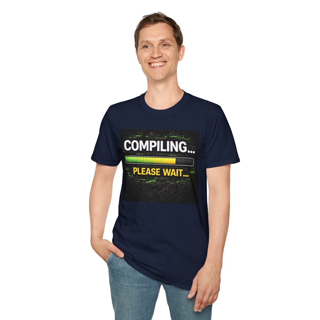 "Compiling... Please Wait" Programmer Loading Graphic Tee Funny IT Tech Humor T-Shirt