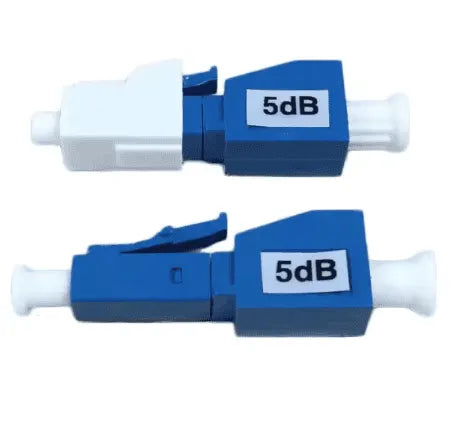 LC/UPC 5dB Fiber Optic Attenuator | Single Mode Build-Out Adapter Blue