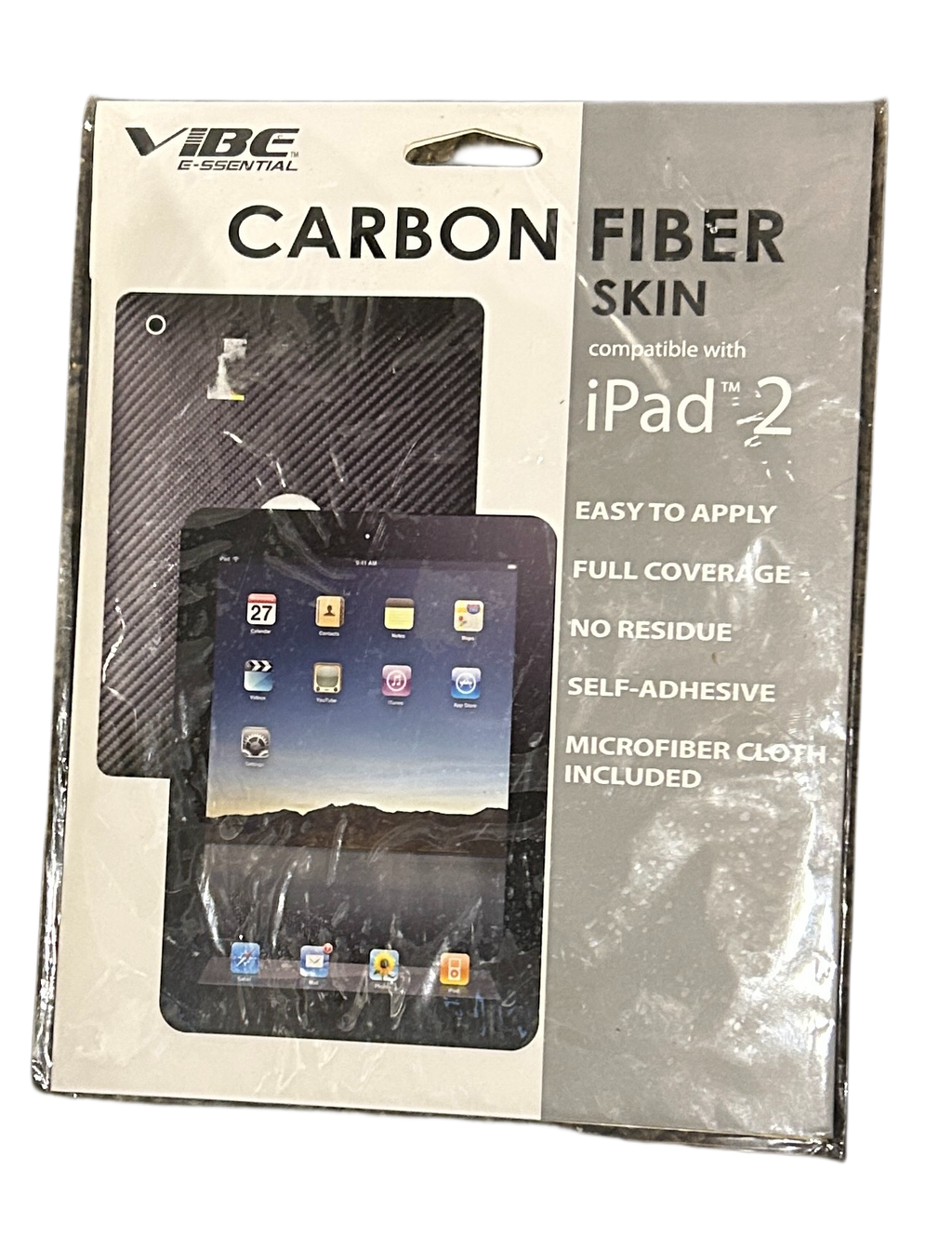 Vibe E-ssential Carbon Fiber Skin for iPad 2 Black VE-1027-CF-BLK NEW