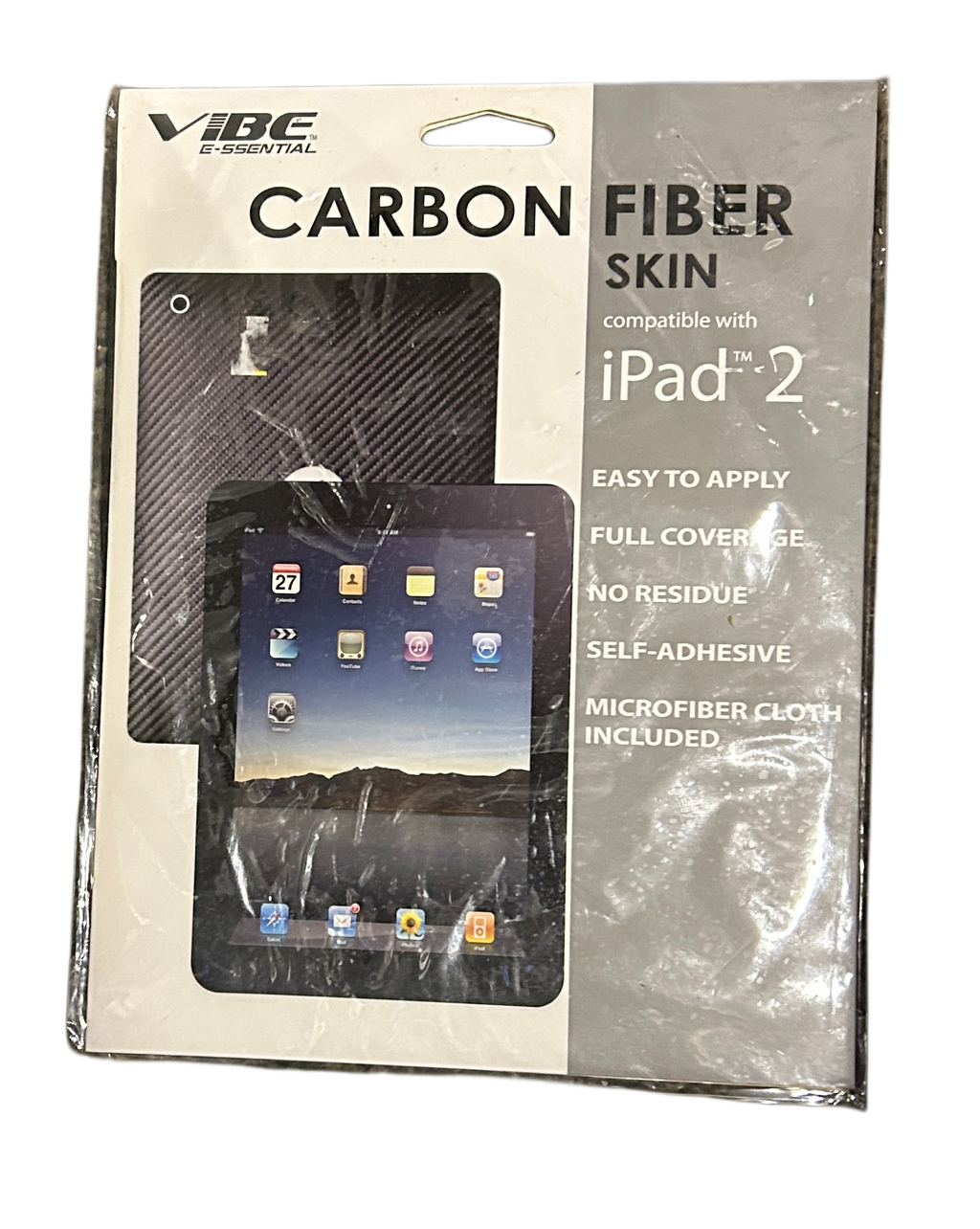 Vibe E-ssential Carbon Fiber Skin for iPad 2 Black VE-1027-CF-BLK NEW