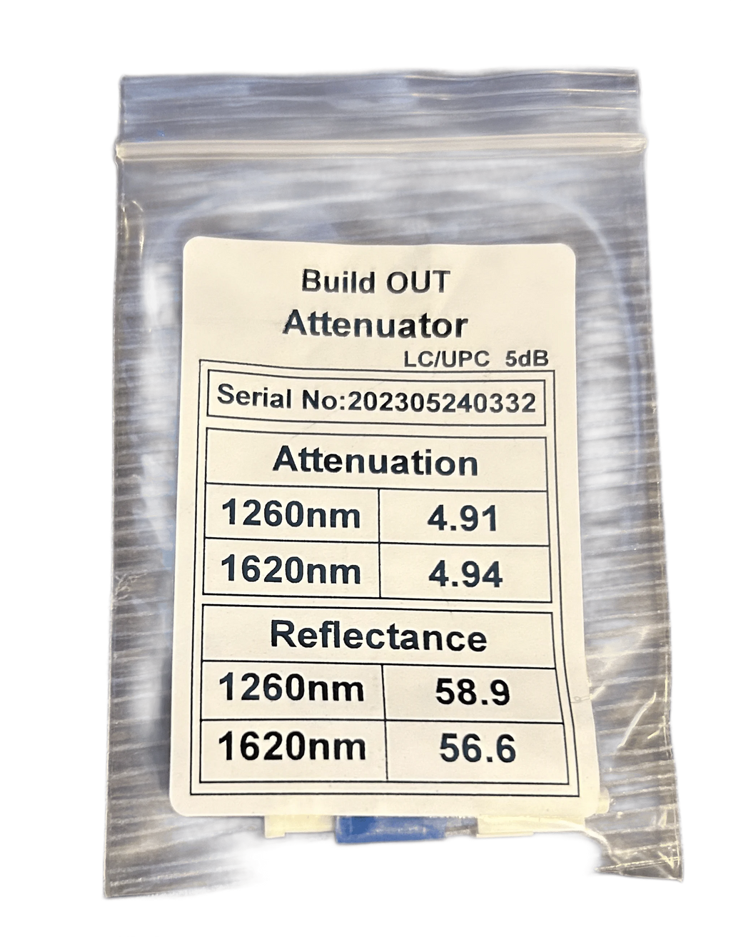 LC/UPC 5dB Fiber Optic Attenuator | Single Mode Build-Out Adapter Blue