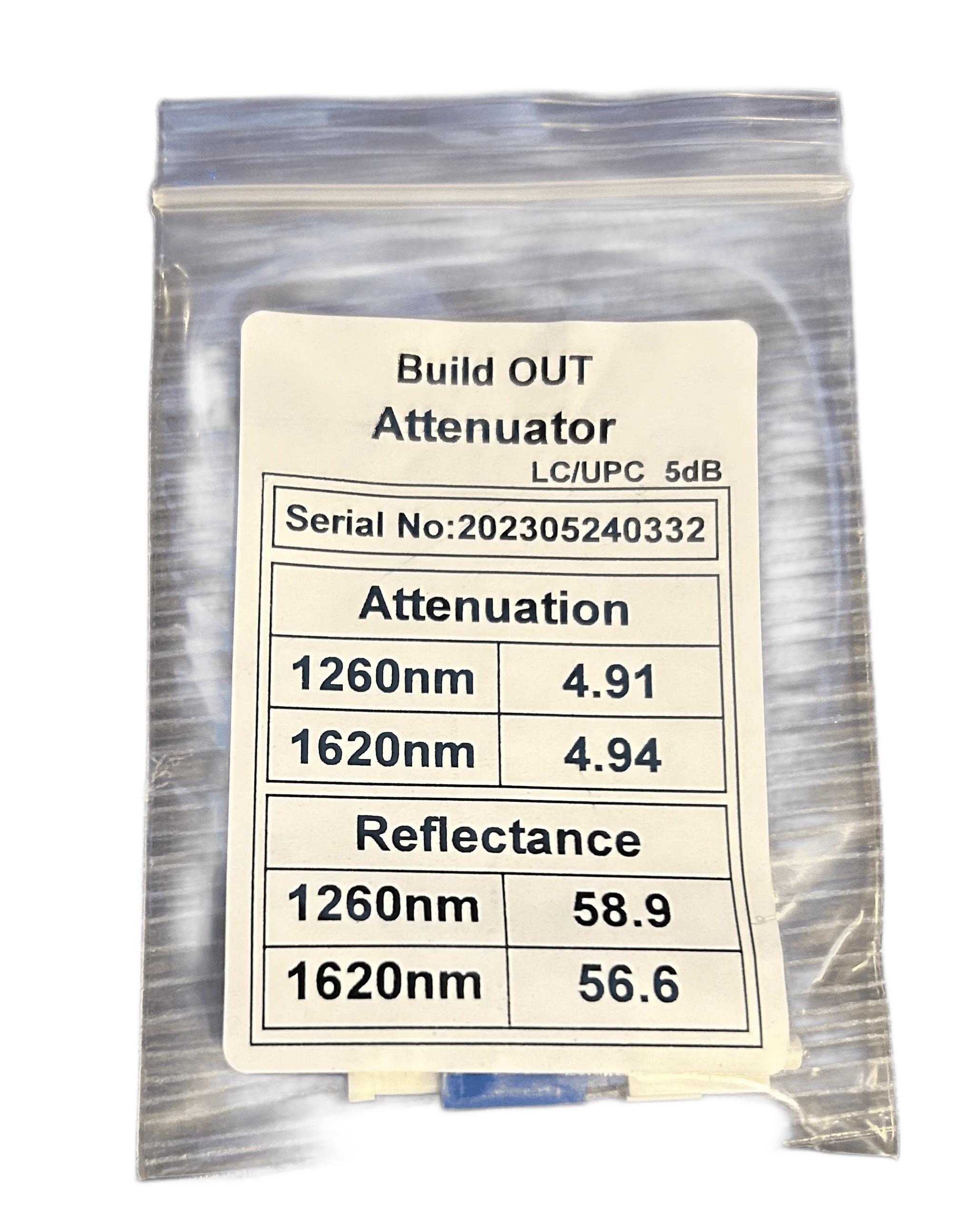 LC/UPC 5dB Fiber Optic Attenuator | Single Mode Build-Out Adapter Blue