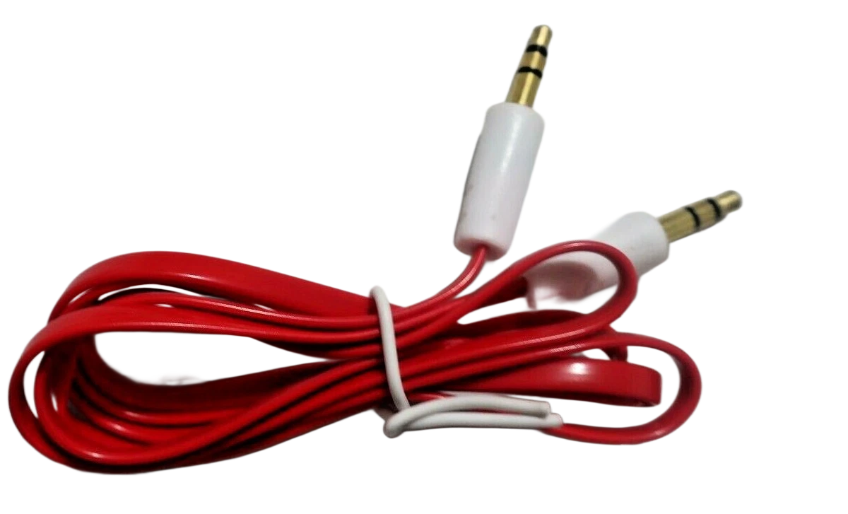 3.5mm AUX Cable 5ft Flat Stereo Audio Cord Tangle-Free Choose Color