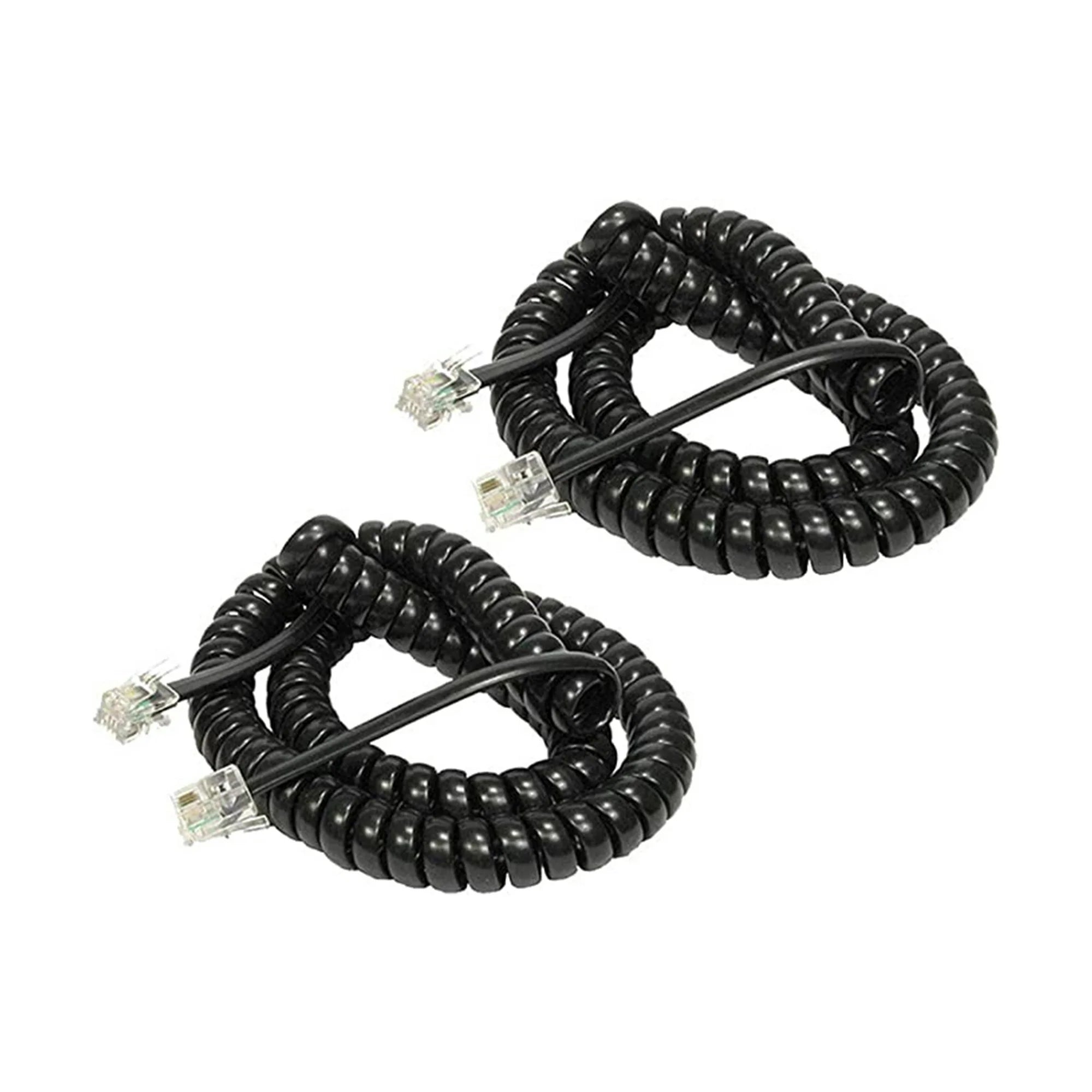 7ft Telephone Handset Cord Curly Coil Cable RJ22 4P4C Black Phone Cord