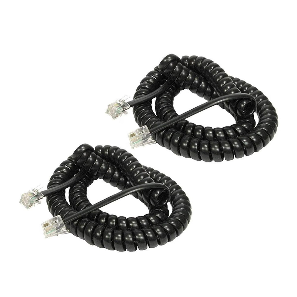7ft Telephone Handset Cord Curly Coil Cable RJ22 4P4C Black Phone Cord