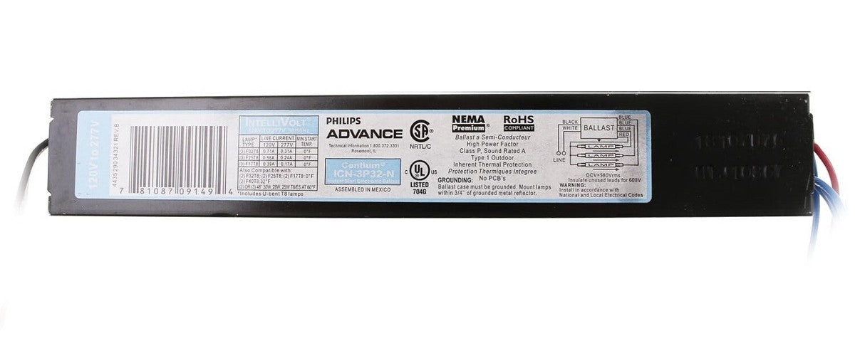 Philips Advance ICN-3P32-N Electronic Ballast | 120-277V F32T8 Lamp (3/4 Lamp)